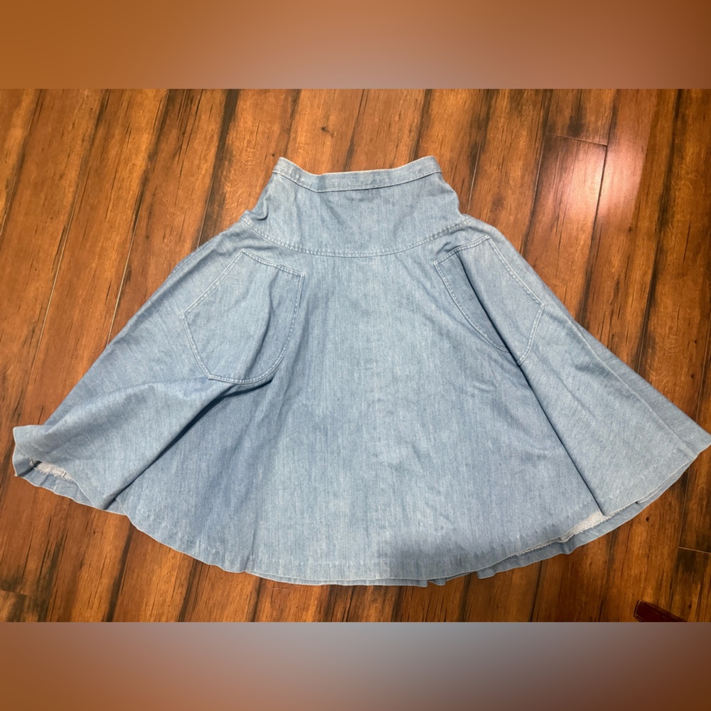 Vintage light blue a-line flare skirt size small petite